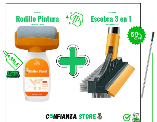 Rodillo Con Pintura + Escoba 3 en 1 (50% OFF)
