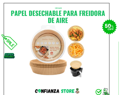 Papel desechable para freidora de aire (50 Unidades) 30 % OFF